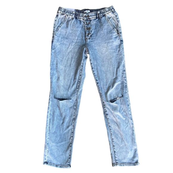 BP. Nordstrom Sz 26 Elastic Waist Exposed Button Fly 90s Straight Leg Jeans NWT - Picture 1 of 7